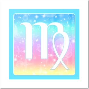 Virgo Horoscope Zodiac Unicorn Sparkle Square Monogram Posters and Art